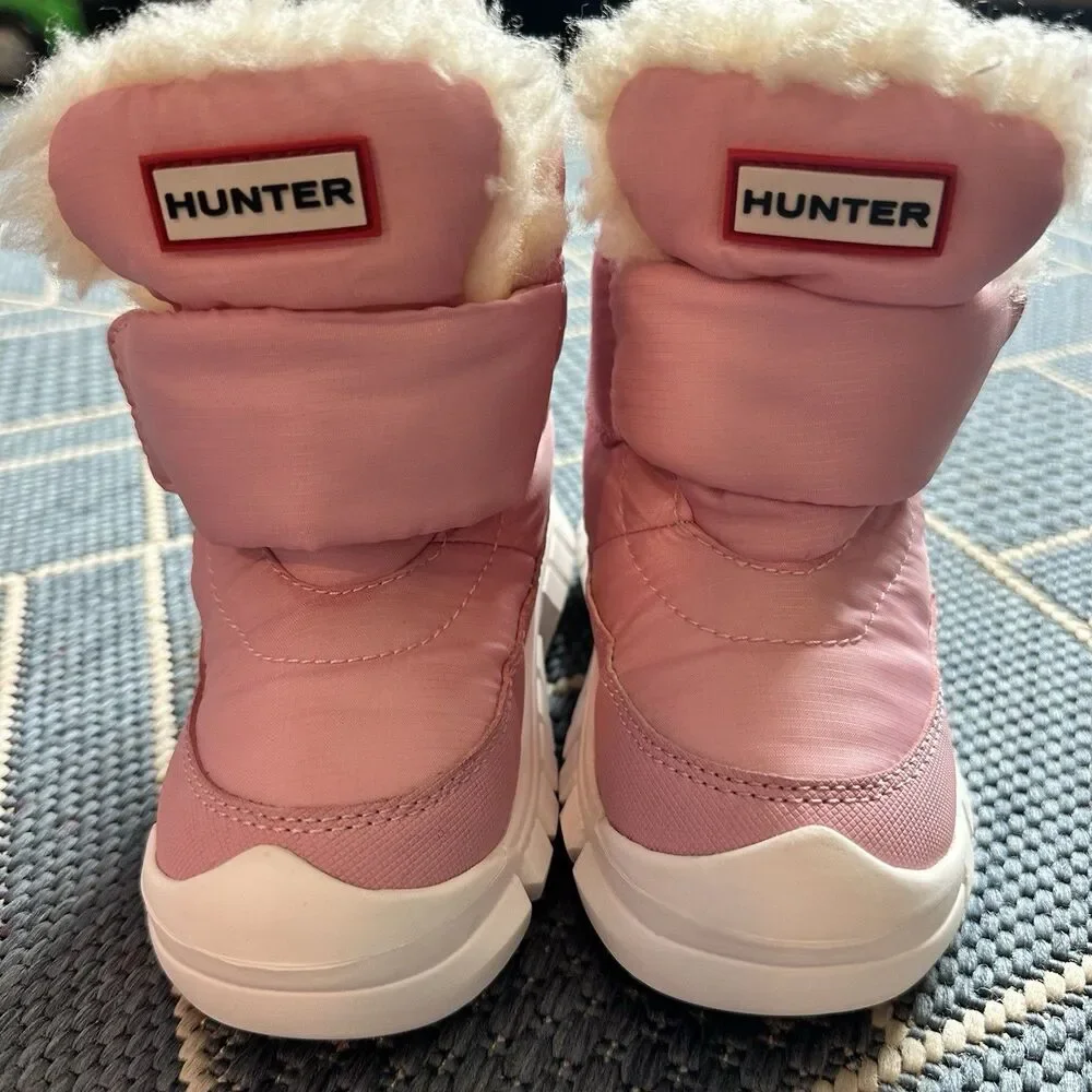 Hunter Kids Igloo Light Pink Insulated Waterproof Faux Fur Snow Boots 8T EUC